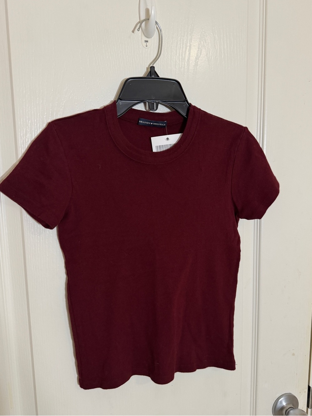 Brandy Melville Burgundy Cropped Baby Tee One Size Crew Neck NWT Y2K